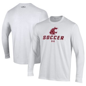 Men's Under Armour White Washington State Cougars Soccer Performance Long Sleeve T-Shirt