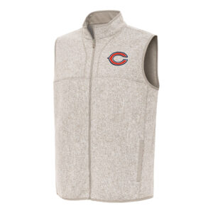 Men's Antigua  Oatmeal Chicago Bears Fortune Full-Zip Vest