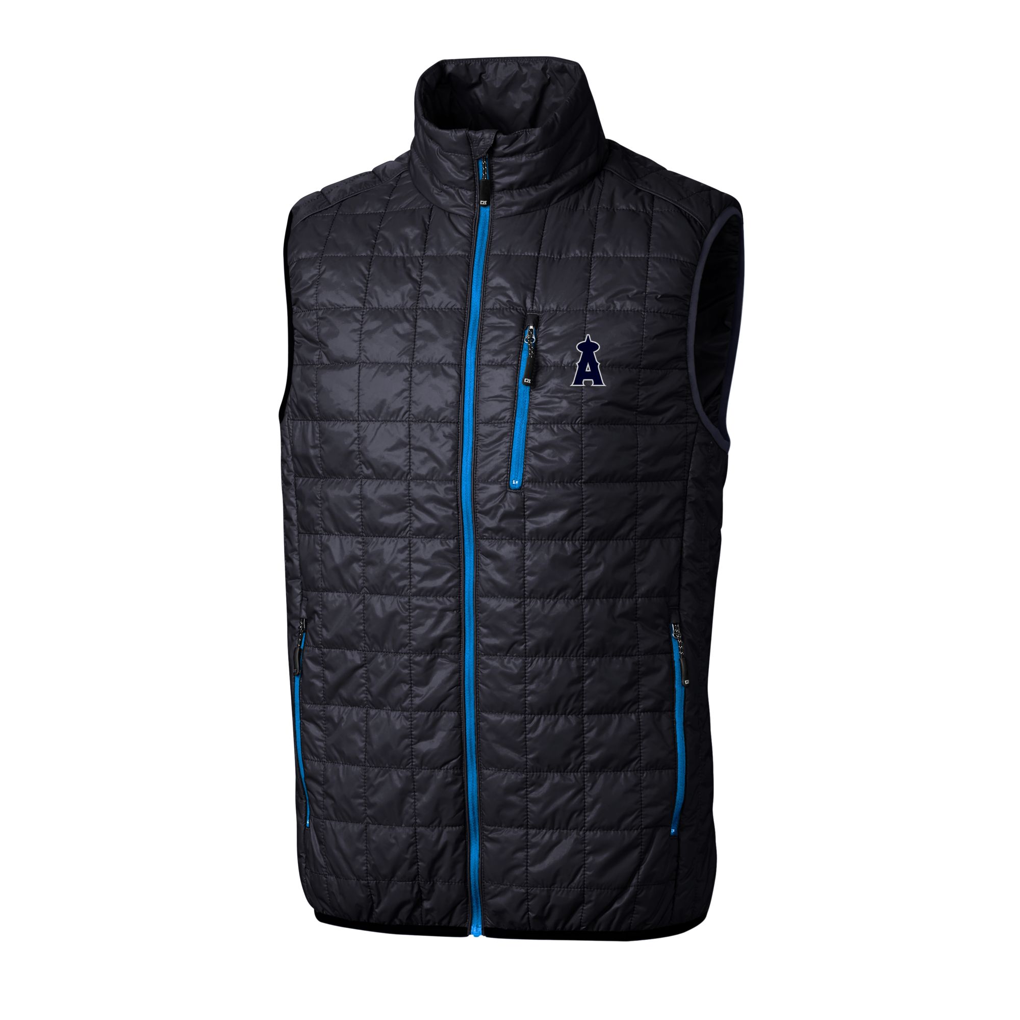 Men's Cutter & Buck Navy Los Angeles Angels Rainier PrimaLoft® Eco Insulated Full-Zip Puffer Vest - Image 3