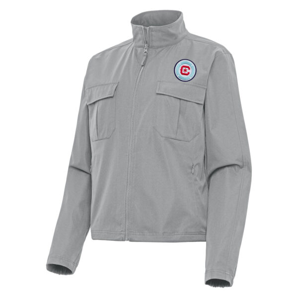Women's Antigua Gray Chicago Fire Even Par Full-Zip Jacket