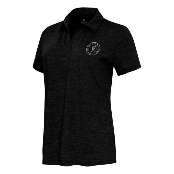 Women's Antigua Heather Black Inter Miami CF Layout V-Neck Polo