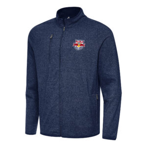 Men's Antigua Heather Navy New York Red Bulls Hold-Up Tri-Blend Full-Zip Jacket