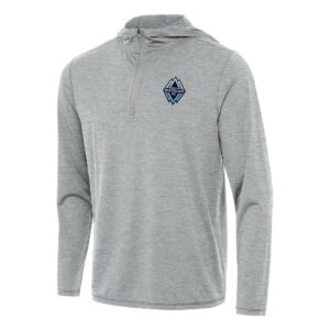 Men's Antigua Heather Gray Vancouver Whitecaps FC Tidy Quarter-Zip Hoodie