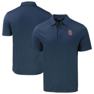 Men's Cutter & Buck Heather Navy St. Louis Cardinals Forge Eco Stretch Recycled Polo