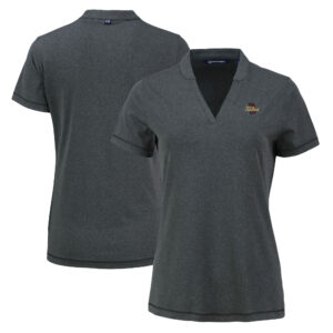 Women's Cutter & Buck Heather Black Tulsa Golden Hurricane  Forge Heathered Stretch Blade Top