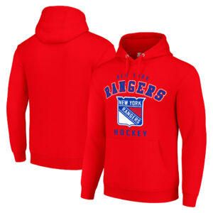Men's Starter Red New York Rangers  Logo Pullover Hoodie