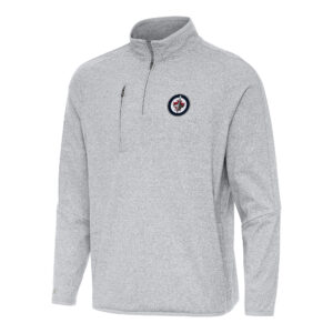 Men's Antigua Heather Gray Winnipeg Jets Certain Quarter-Zip Tri-Blend Sweatshirt