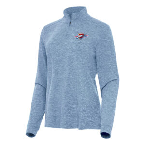 Women's Antigua  Heather Aqua Oklahoma City Thunder Mentor Quarter-Zip Mock Long Sleeve Top