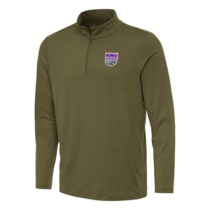 Men's Antigua Olive Sacramento Kings Reprocess Quarter-Zip Top