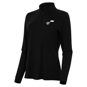 Women's Antigua Black Utah Jazz Intent Quarter-Zip Top