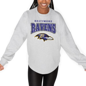 Women's Gameday Couture  Ash Baltimore Ravens French Terry Pullover Sweatshirt
