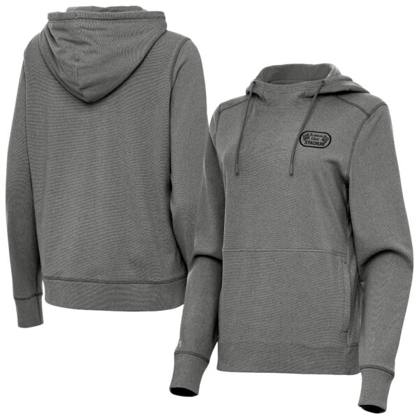 Women's Antigua  Heather Black Bowman Gray Stadium Justice Pullover Hoodie