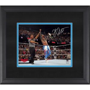Jey Uso WWE Autographed Framed 8" x 10" Raising Intercontinental Championship Photograph