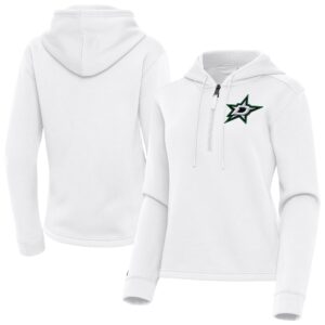 Women's Antigua  White Dallas Stars Contemporary Quarter-Zip Hoodie