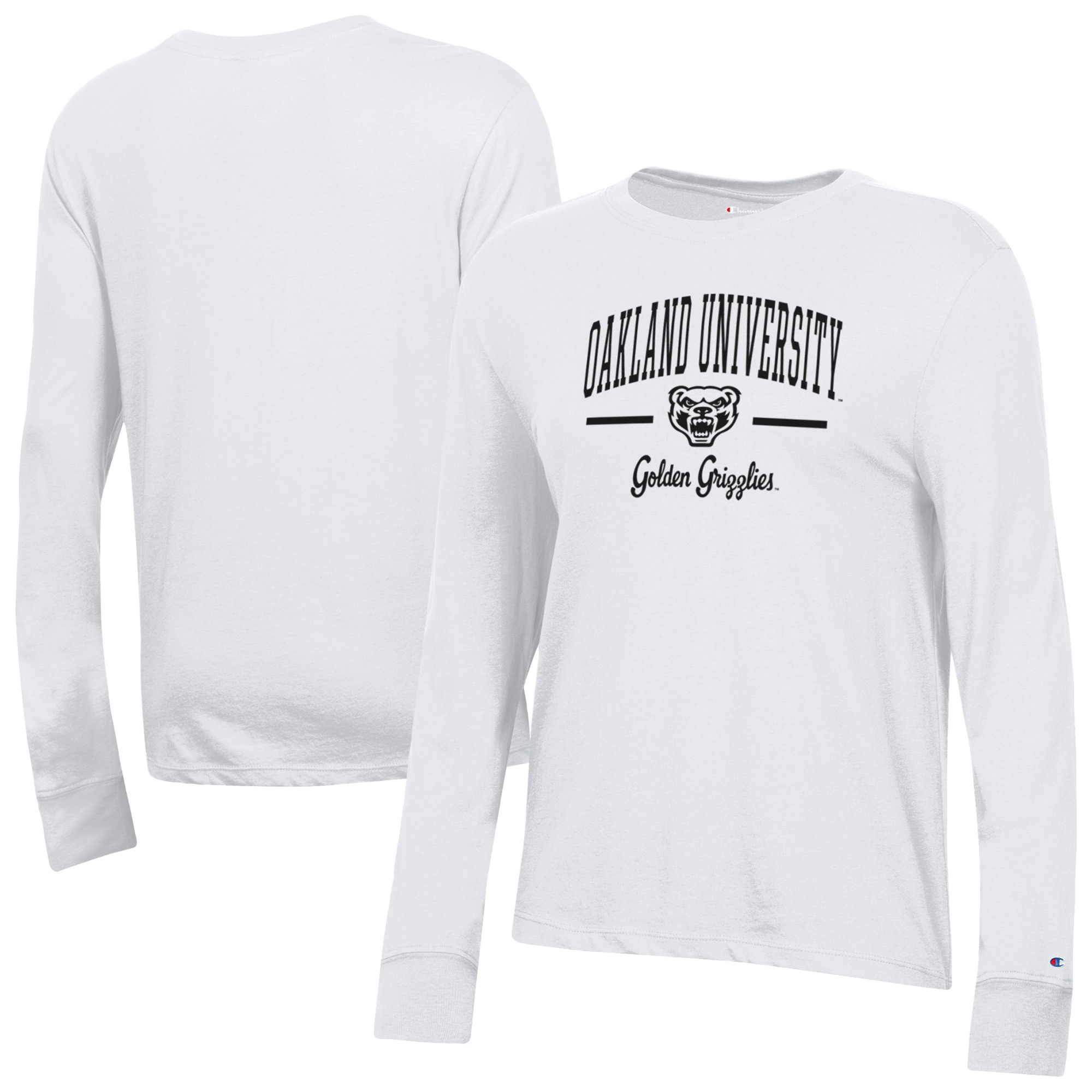 Women's Champion White Oakland Golden Grizzlies Core Long Sleeve T-Shirt
