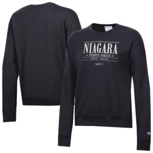 Women's Champion  Black Niagara Purple Eagles Powerblend Pullover Sweatshirt