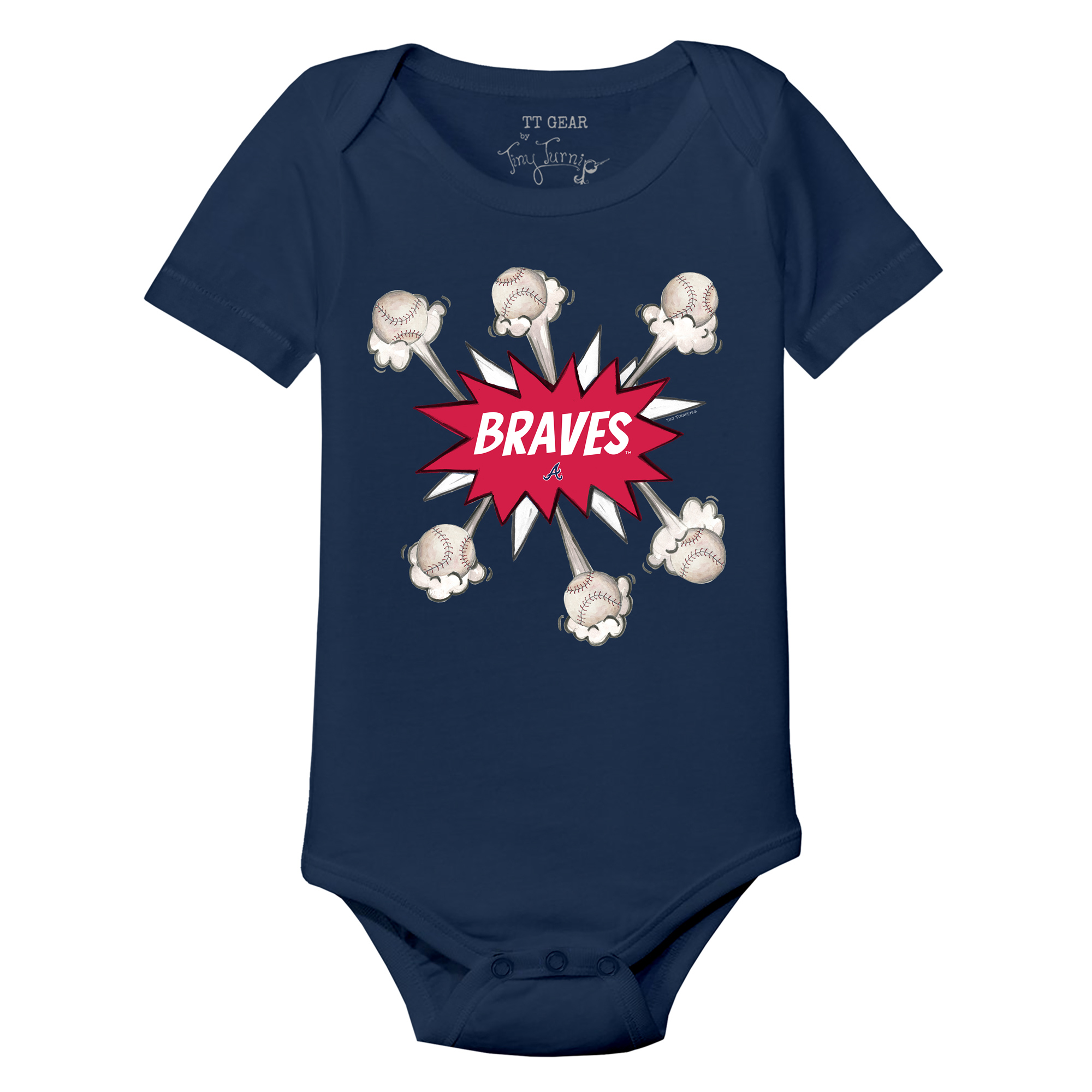 Infant Tiny Turnip Navy Atlanta Braves Baseball Pow Bodysuit - Image 6