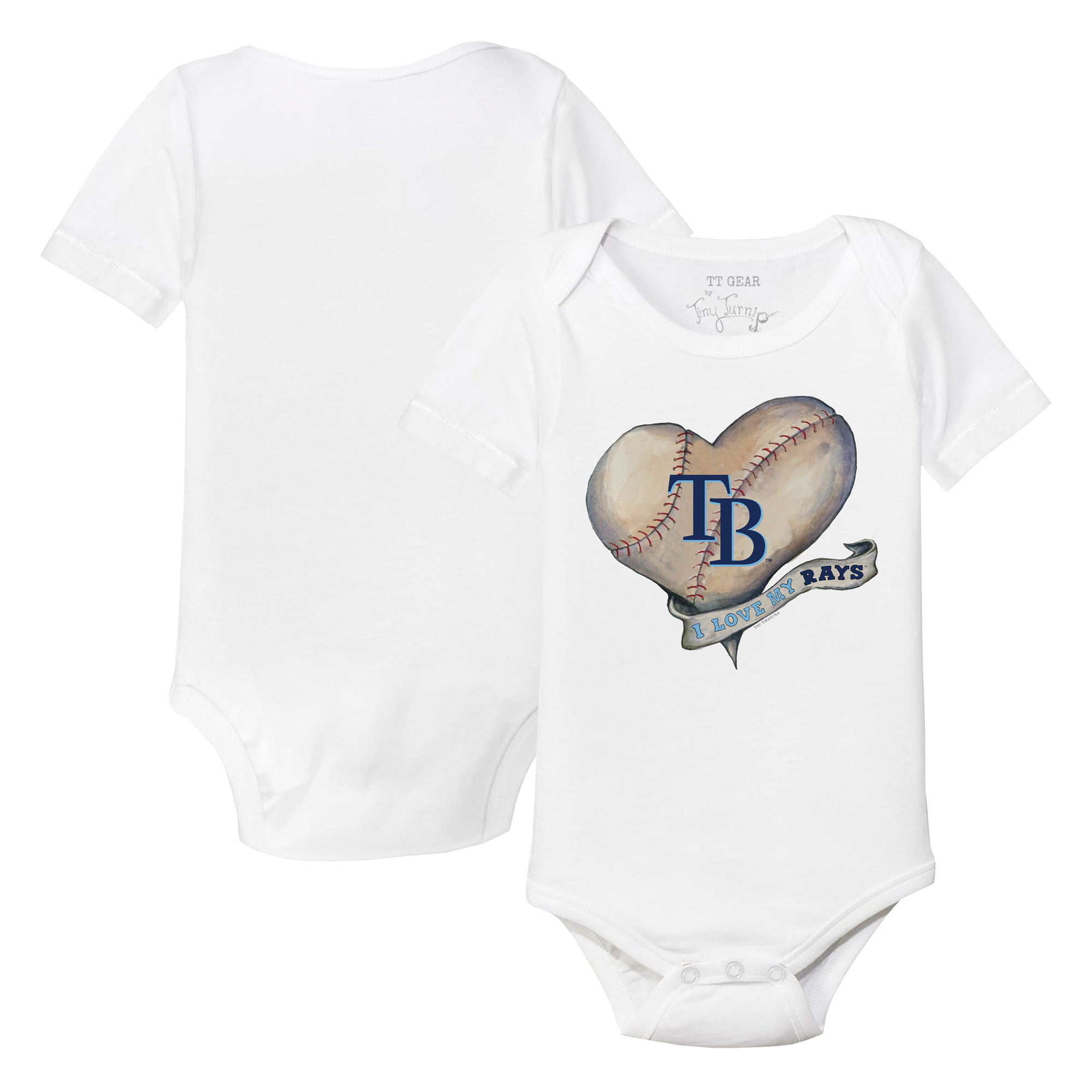 Infant Tiny Turnip White Tampa Bay Rays Heart Banner Bodysuit - Image 2