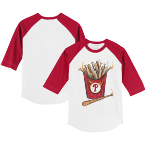 Infant Tiny Turnip White/Red Philadelphia Phillies Hot Bats Raglan 3/4 Sleeve T-Shirt