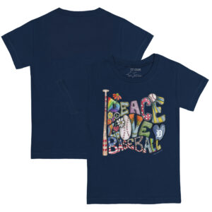 Infant Tiny Turnip Navy Detroit Tigers Peace Love Baseball T-Shirt