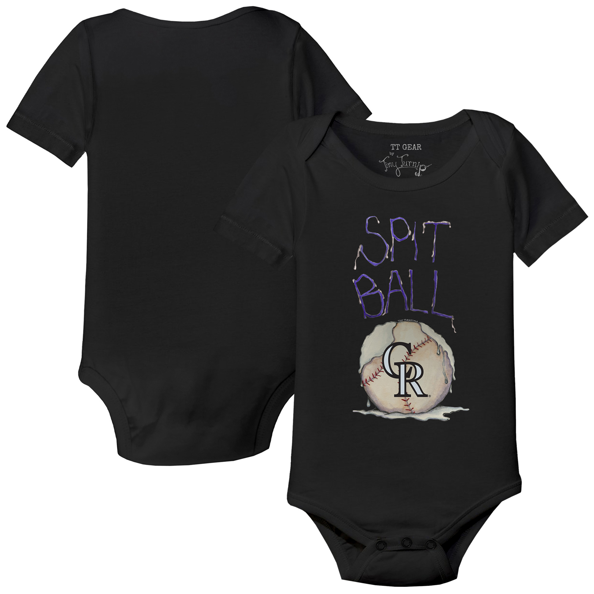 Infant Tiny Turnip Black Colorado Rockies Spit Ball Bodysuit