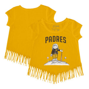 Girls Youth Tiny Turnip Gold San Diego Padres Astronaut Fringe T-Shirt