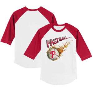 Youth Tiny Turnip White/Red Philadelphia Phillies Fastball 3/4-Sleeve Raglan T-Shirt