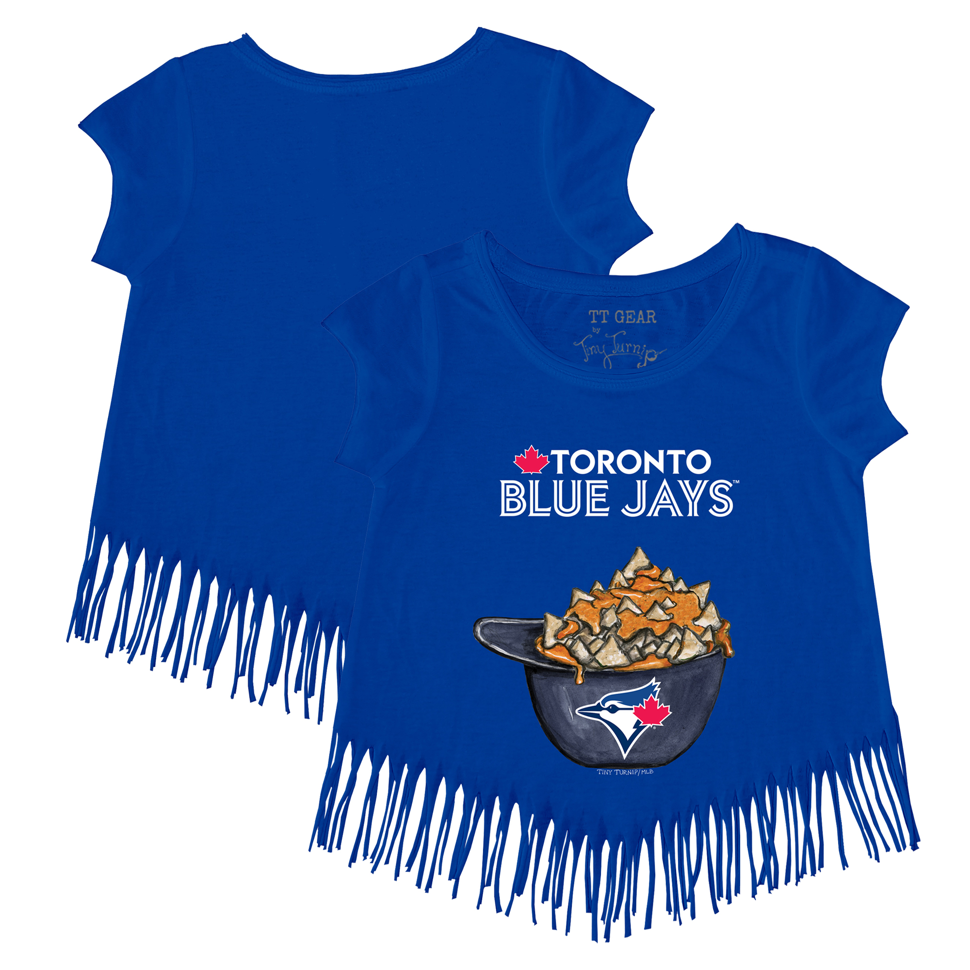 Girls Youth Tiny Turnip Royal Toronto Blue Jays Nacho Helmet Fringe T-Shirt - Image 5