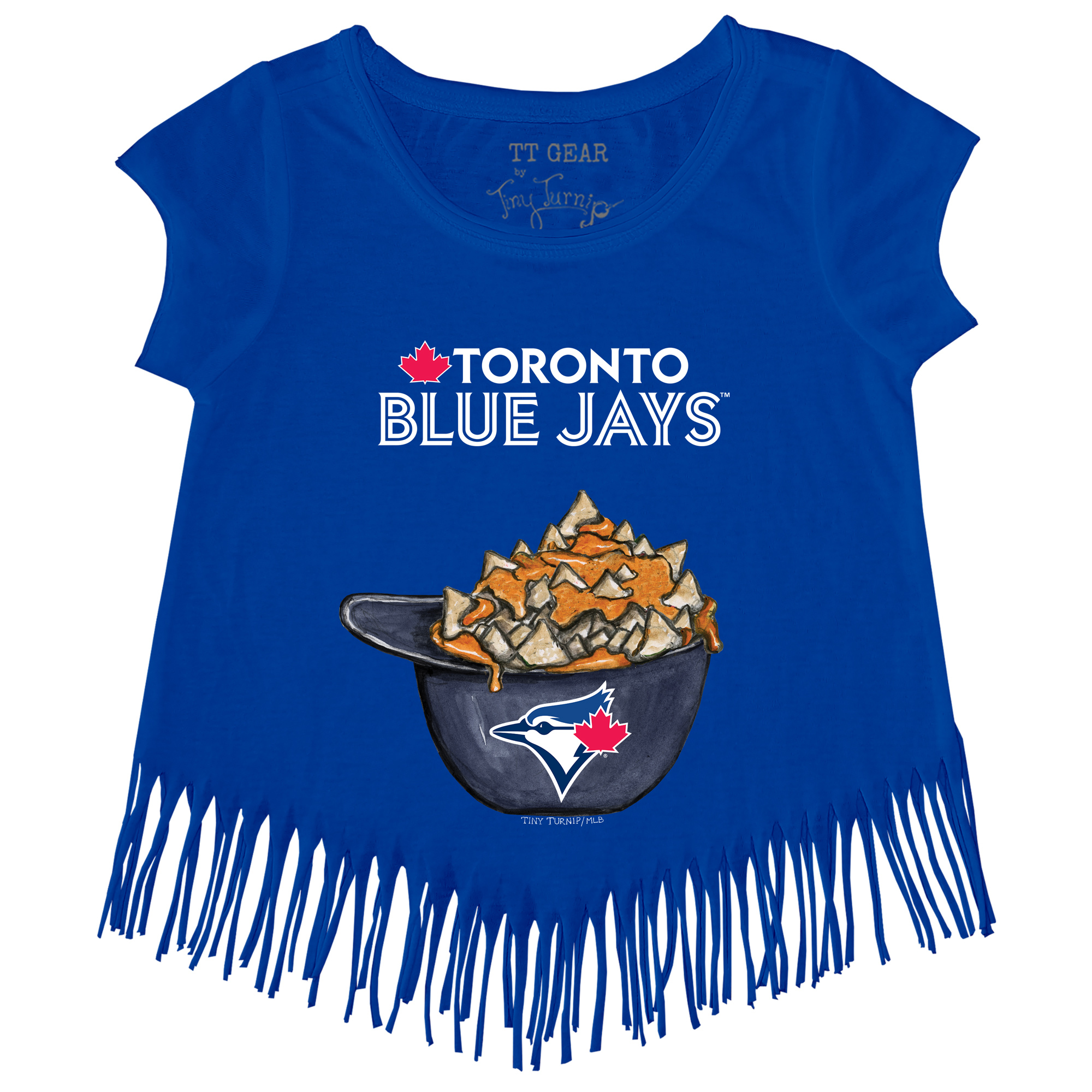 Girls Youth Tiny Turnip Royal Toronto Blue Jays Nacho Helmet Fringe T-Shirt - Image 6