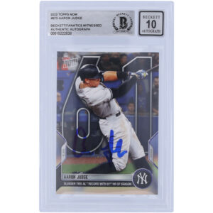 Aaron Judge New York Yankees Autographed 2022 Topps Now 61st HR #975 Beckett Fanatics Witnessed Authenticated 10 Card