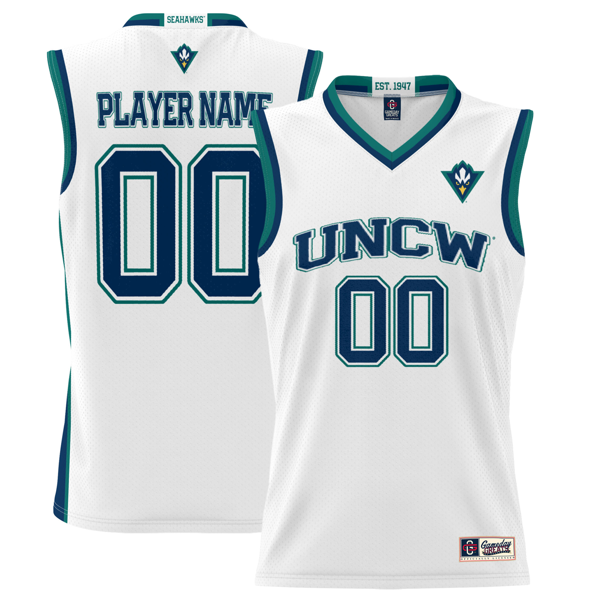 Youth GameDay Greats White UNC Wilmington Seahawks NIL Pick-A-Player Lightweight Basketball Jersey - Image 5