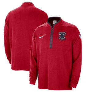 Men's Nike Red Philadelphia 76ers 2023/24 City Edition Authentic Coaches Half-Zip Top