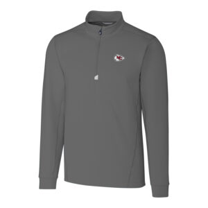 Men's Cutter & Buck Gray Kansas City Chiefs Big & Tall Traverse Half-Zip Pullover Jacket