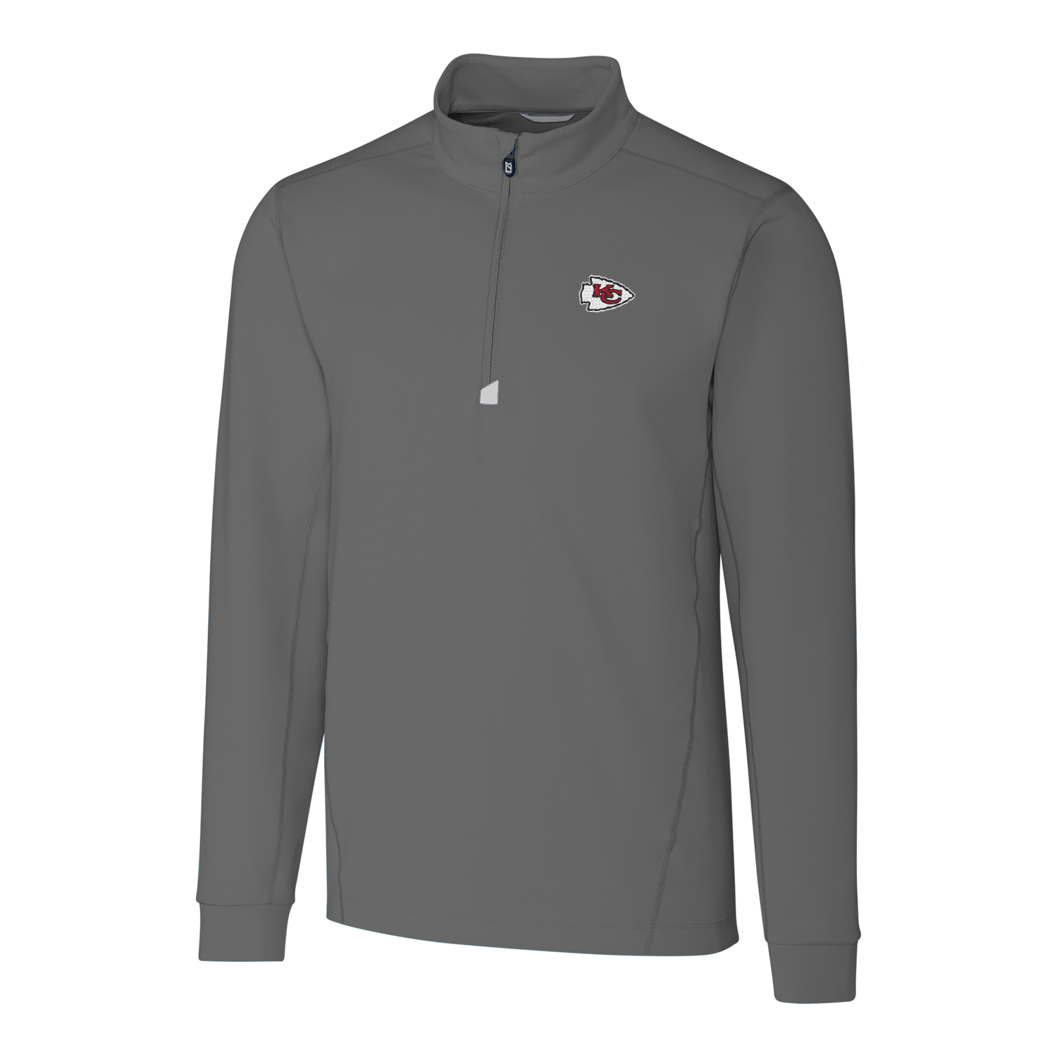 Men's Cutter & Buck Gray Kansas City Chiefs Big & Tall Traverse Half-Zip Pullover Jacket