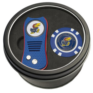Kansas Jayhawks Divot Tool & Golf Chip Personalized Tin Gift Set
