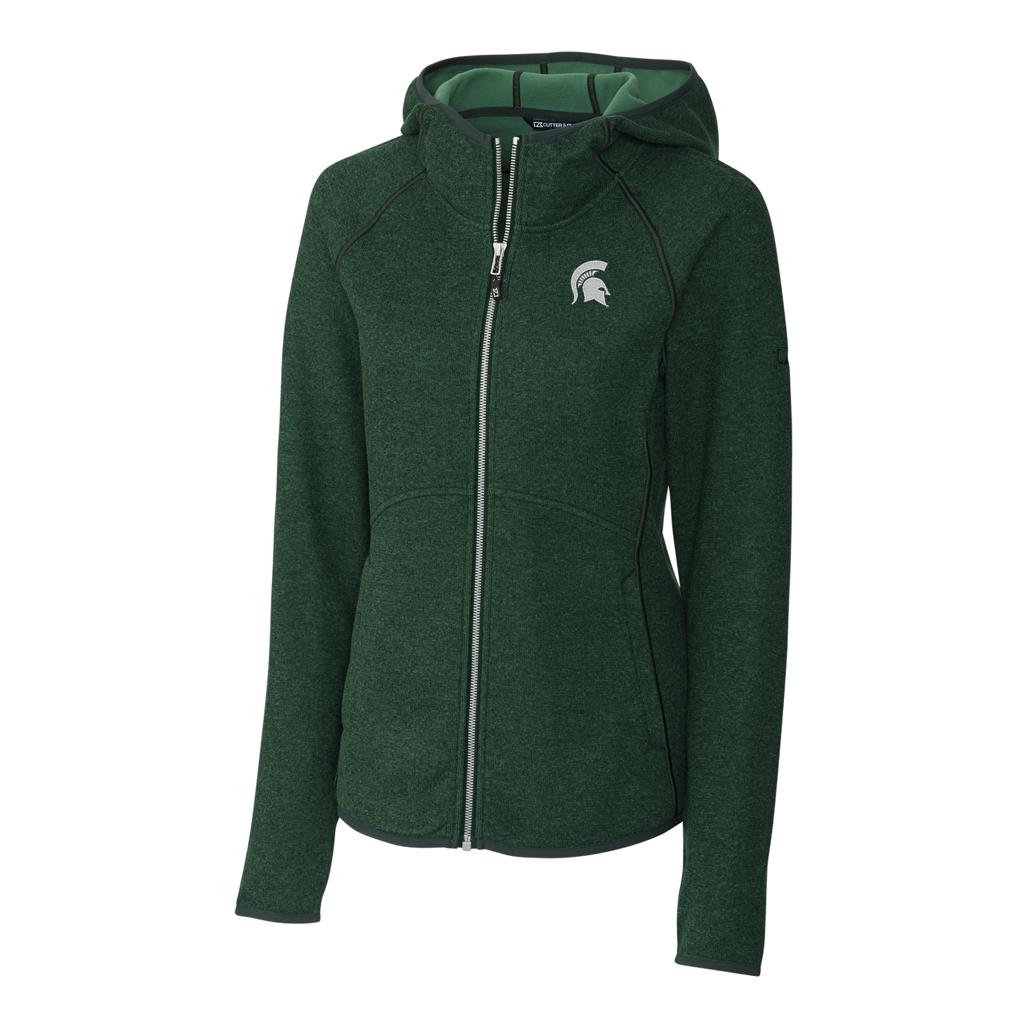 Women's Cutter & Buck Green Michigan State Spartans Mainsail Hooded Full-Zip Jacket