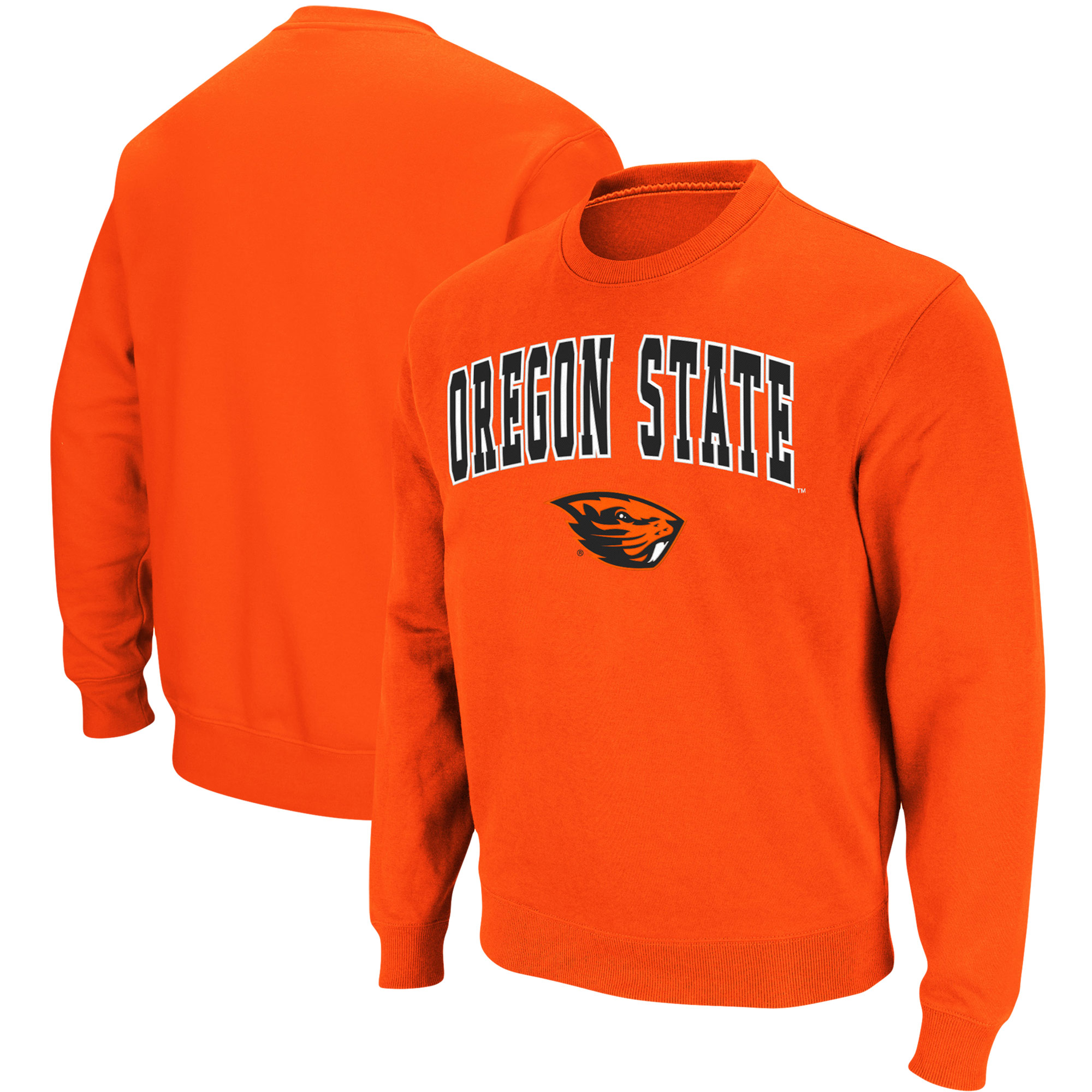 Men's Colosseum Orange Oregon State Beavers Arch & Logo Tackle Twill Pullover Sweatshirt