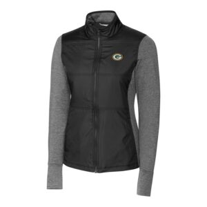 Women's Cutter & Buck Black Green Bay Packers Stealth Full-Zip Jacket