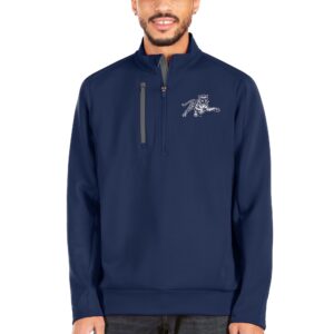 Men's Antigua Navy/Charcoal Jackson State Tigers Big & Tall Generation Quarter-Zip Pullover Jacket