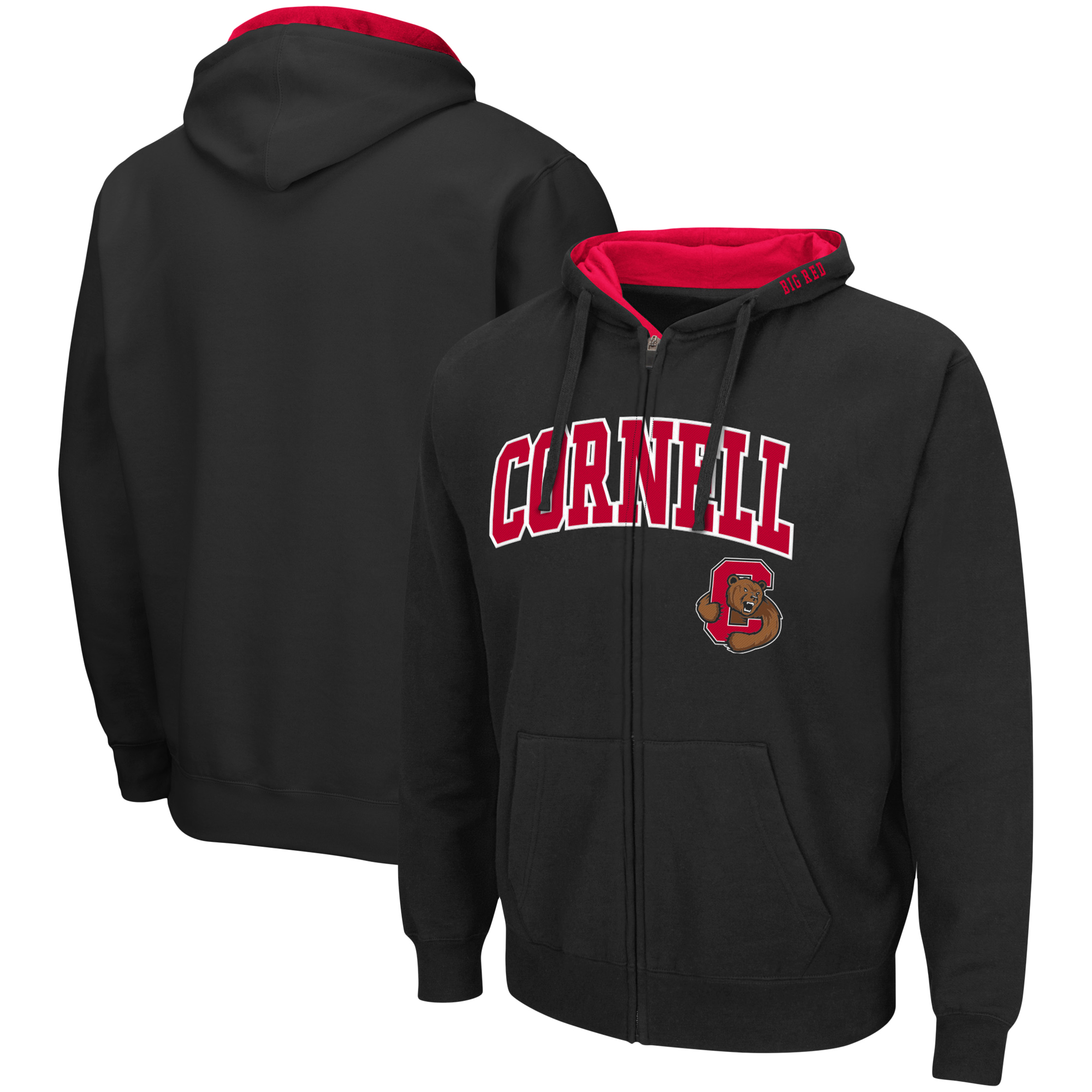 Men's Colosseum Black Cornell Big Red Arch & Logo 3.0 Full-Zip Hoodie - Image 2