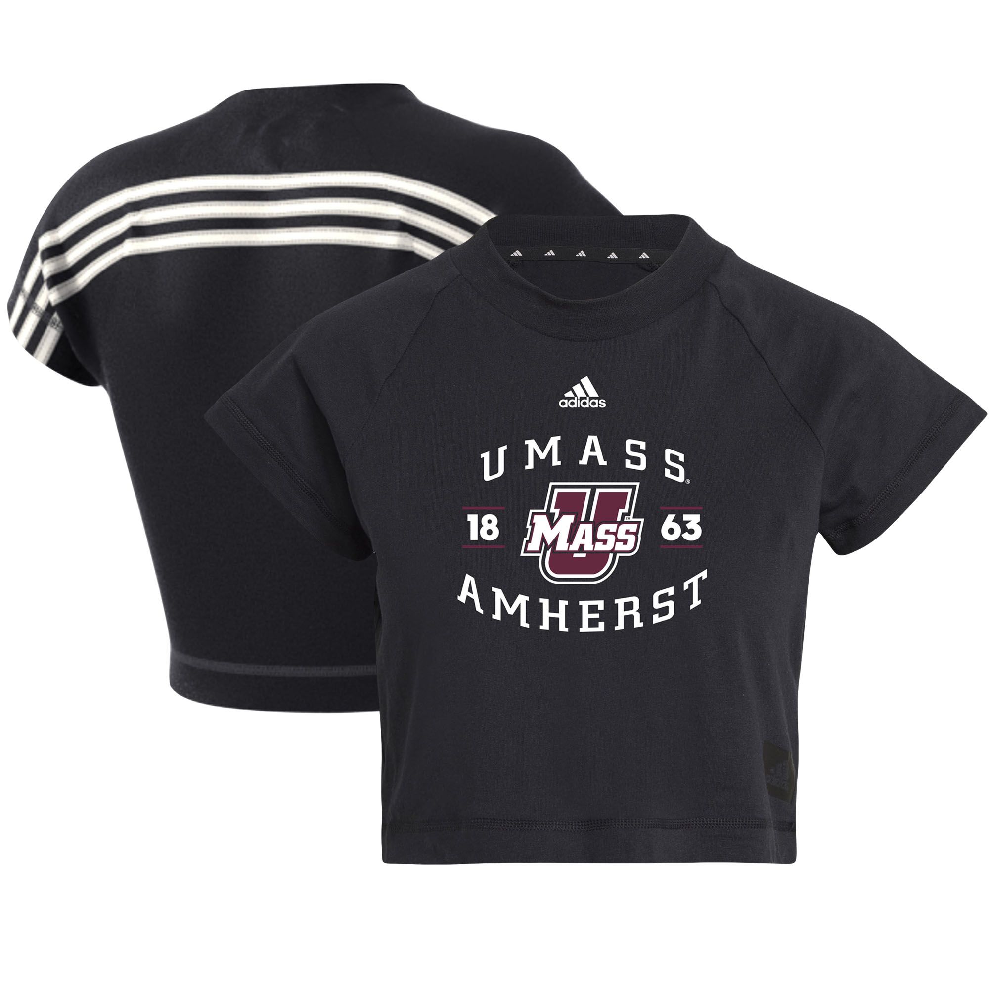 Women's adidas Black UMass Minutemen Recycled Cropped T-Shirt - Image 5