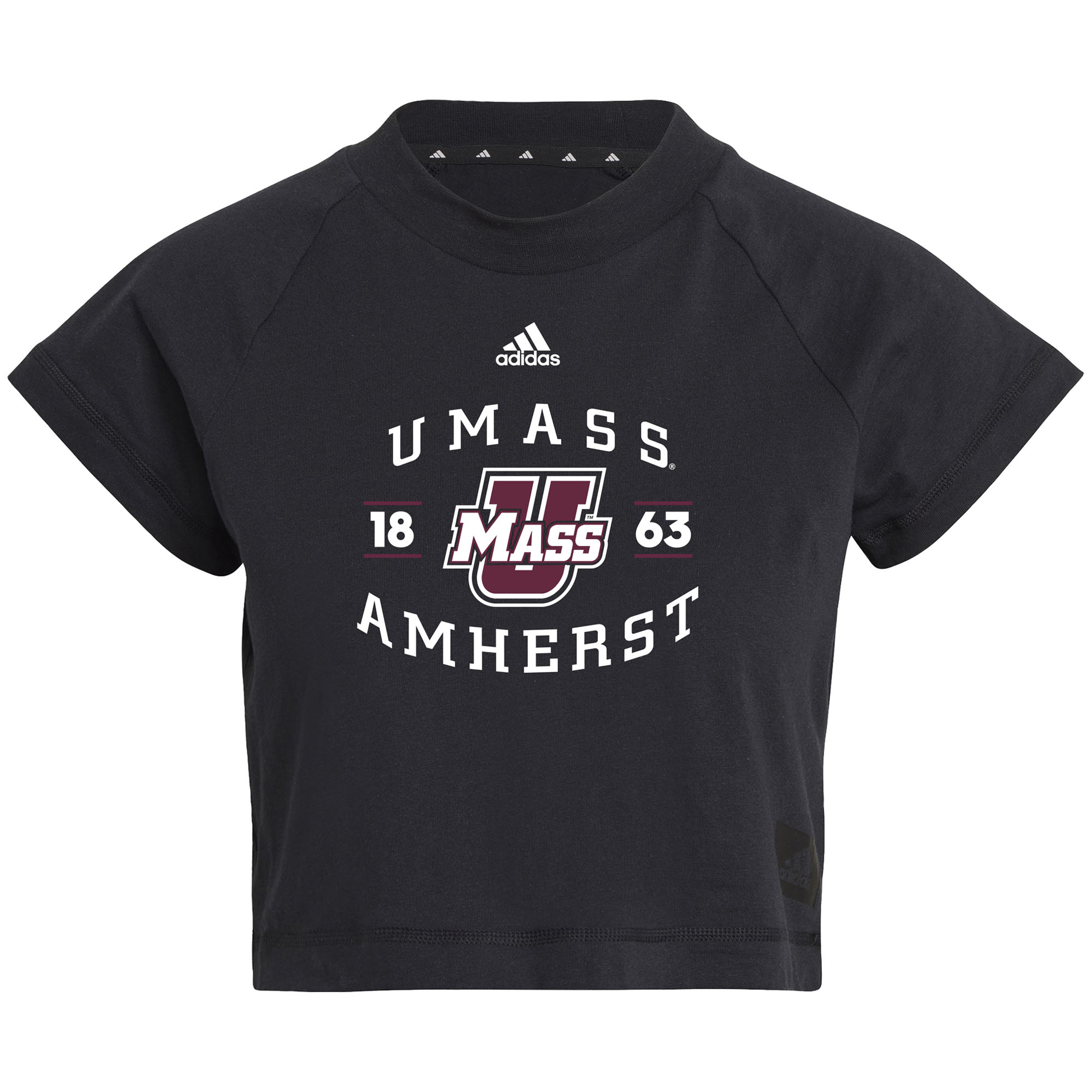 Women's adidas Black UMass Minutemen Recycled Cropped T-Shirt - Image 3