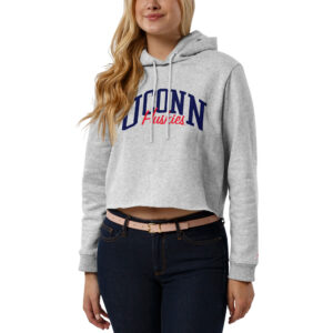 Women's League Collegiate Wear Ash UConn Huskies Cropped Pullover Hoodie