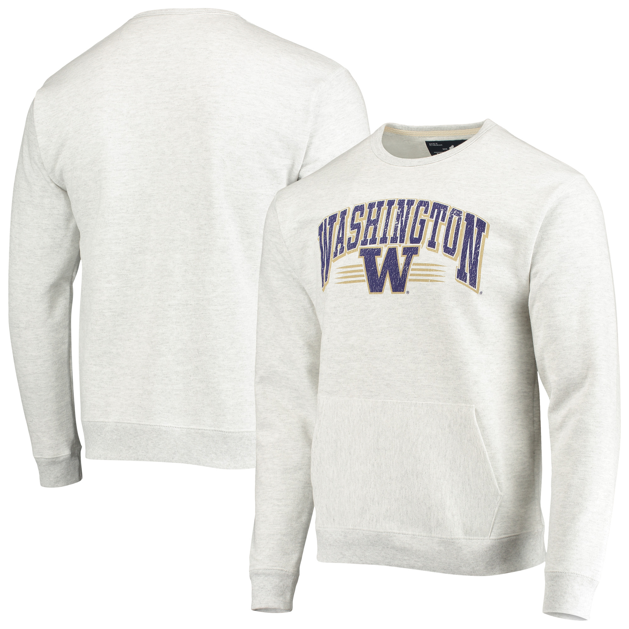 Men's League Collegiate Wear Heathered Gray Washington Huskies Upperclassman Pocket Pullover Sweatshirt - Image 5