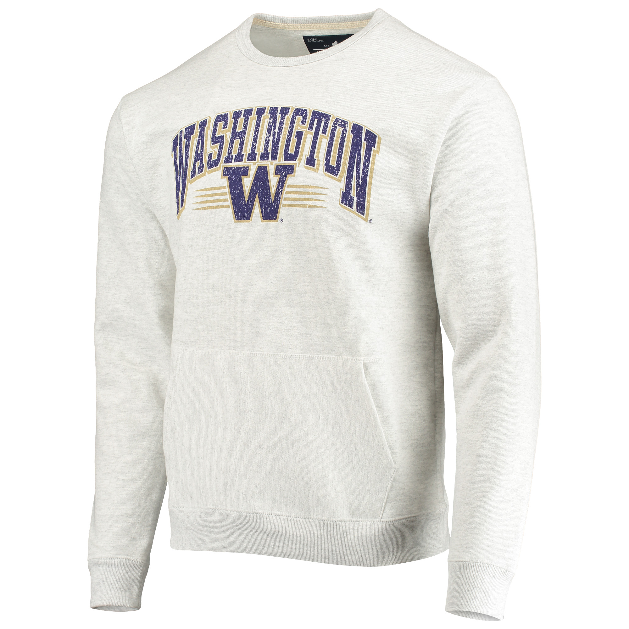 Men's League Collegiate Wear Heathered Gray Washington Huskies Upperclassman Pocket Pullover Sweatshirt - Image 3