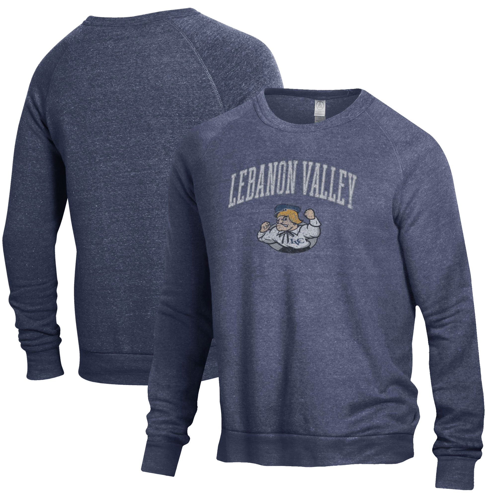 Men's Heathered Navy Lebanon Valley Flying Dutchmen The Champ Tri-Blend Pullover Sweatshirt