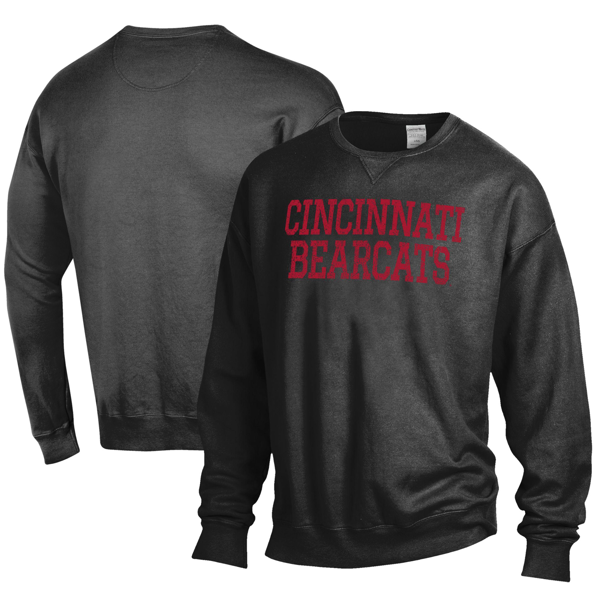 Men's ComfortWash Black Cincinnati Bearcats Stack Garment Dyed Crewneck Pullover Sweatshirt - Image 5