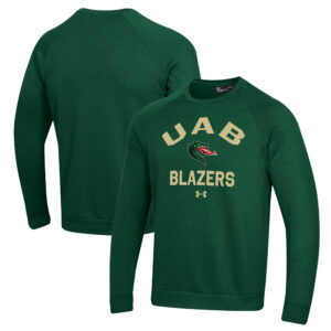 Men's Under Armour Green UAB Blazers All Day Fleece Pullover Sweatshirt