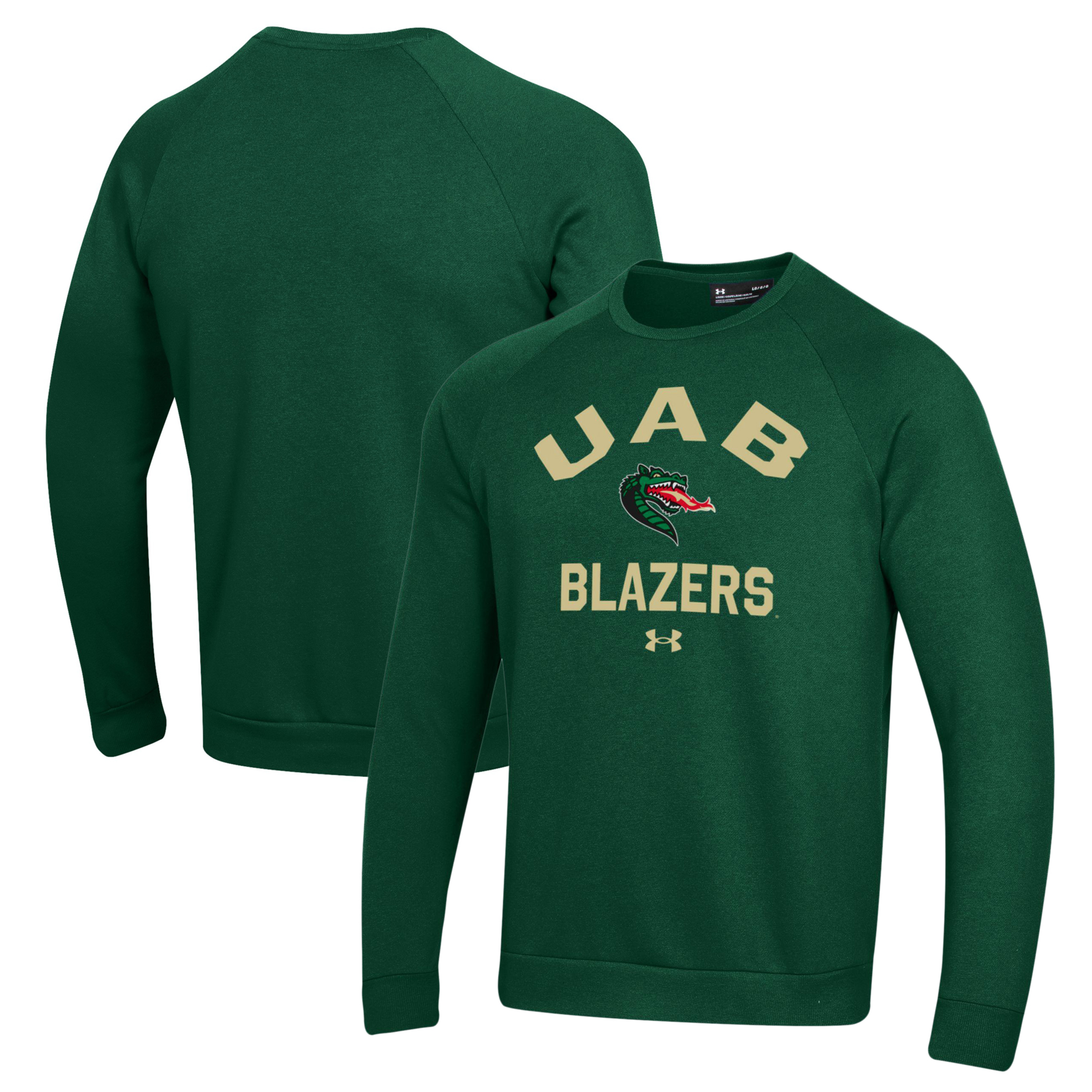 Men's Under Armour Green UAB Blazers All Day Fleece Pullover Sweatshirt
