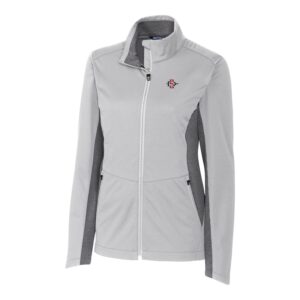 Women's Cutter & Buck Silver San Diego State Aztecs Navigate Softshell Full-Zip Jacket